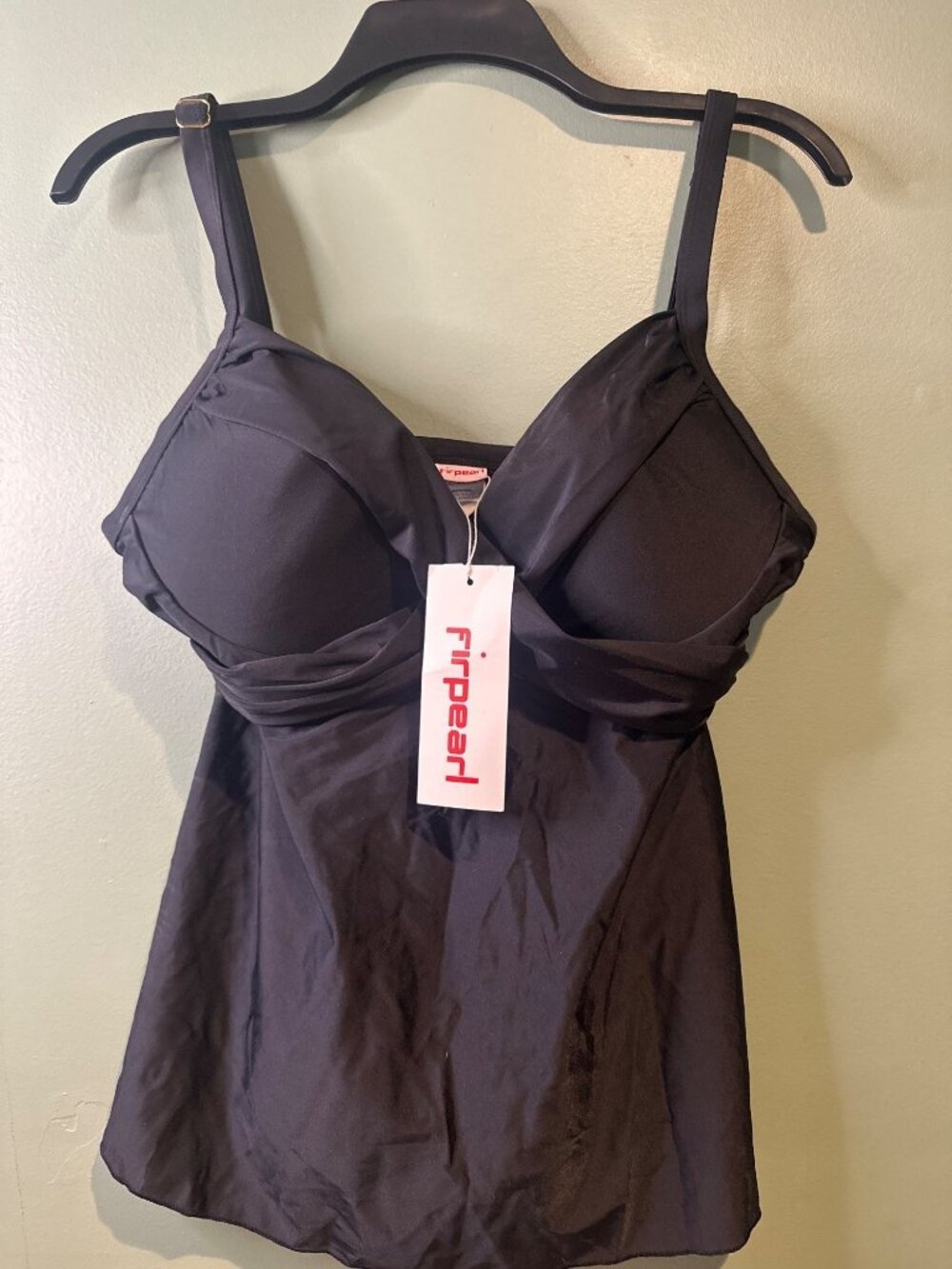 NWT Firpearl Size 12 Black Tankini Top Whimsigoth Dark Fairy Coquette Resortwear